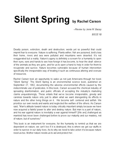 Read Online Silent Spring Research Paper 