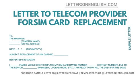 Sim Card Replacement Letter