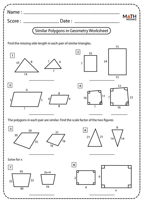 Similar Polygons Worksheets Math Monks Geometry Similarity Worksheet 10th Grade - Geometry Similarity Worksheet 10th Grade