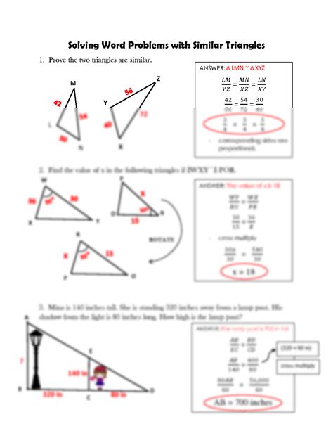 Similar Triangles Word Problems