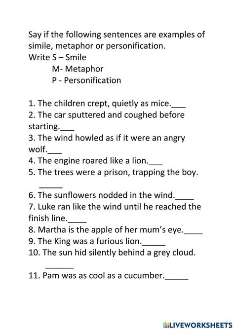 Simile Metaphor And Personification Quiz Answers Fanatic Simile Metaphor Personification Worksheet With Answers - Simile Metaphor Personification Worksheet With Answers