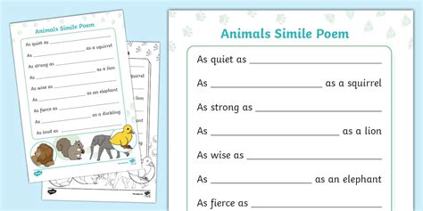 simile poems animals
