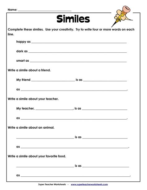Similes Worksheets For 6th Grade Your Home Teacher Simile Worksheet 6th Grade - Simile Worksheet 6th Grade