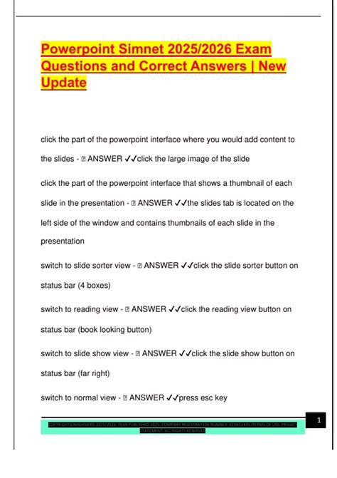 simnet powerpoint exam answers