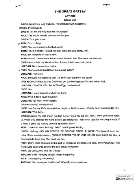 Simon Levy Great Gatsby Script