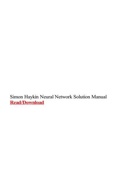 Full Download Simon Haykin Neural Network Solution Manual 