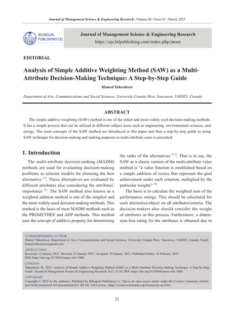 Simple Additive Weighting