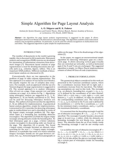 Simple Algorithm Page Layout Analysis Springerlink