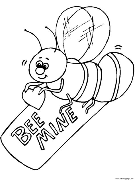 Simple Bee Mine Coloring Page Coloringall Be Mine Coloring Pages - Be Mine Coloring Pages