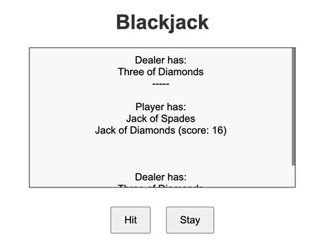 simple blackjack game javascript