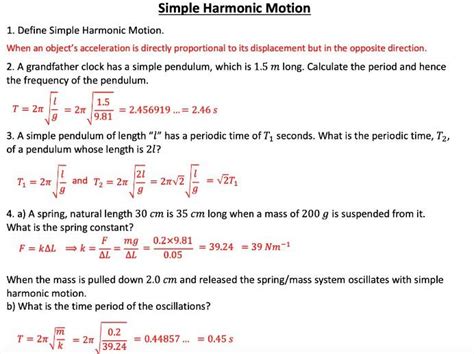 Simple Harmonic Motion Questions