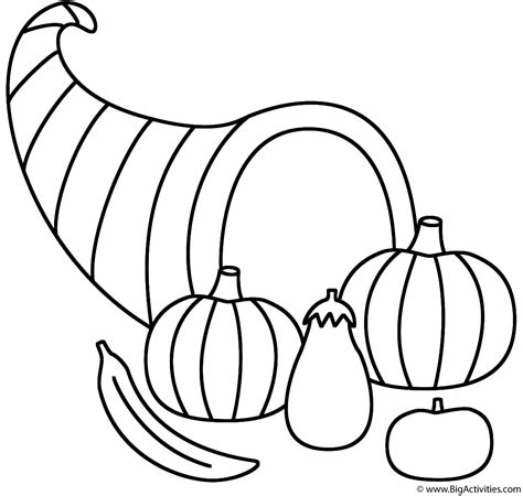 Simple Horn Of Plenty Coloring Page Coloringall Horn Of Plenty Coloring Pages - Horn Of Plenty Coloring Pages