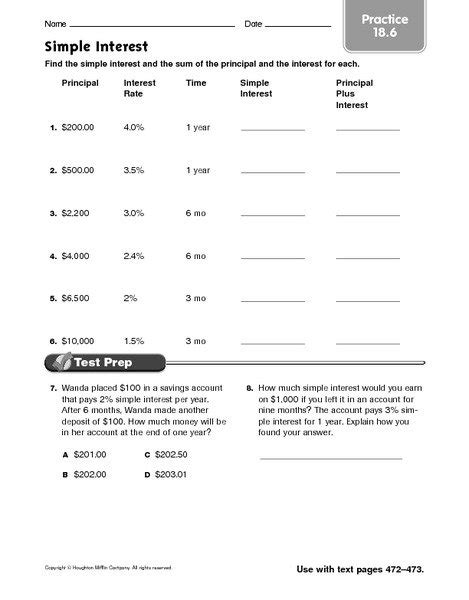 Simple Interest Practice Worksheet   Simple Interest Word Problems Worksheet - Simple Interest Practice Worksheet