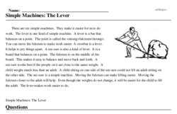 Simple Machines The Lever Reading Comprehension Worksheet Edhelper Simple Machines Reading Comprehension Worksheet - Simple Machines Reading Comprehension Worksheet