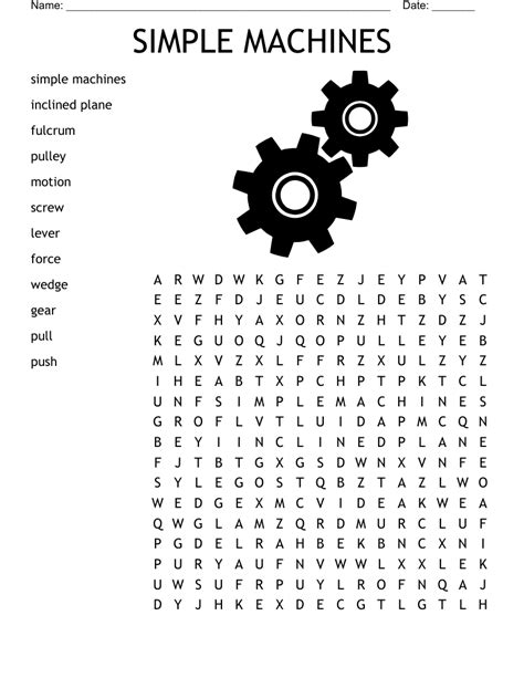 Simple Machines Word Search Answer Key
