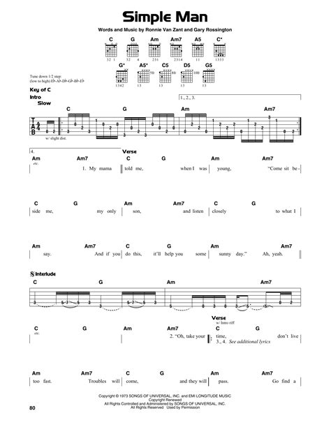 Simple Man Chords