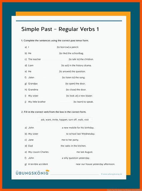 Simple Past übungen