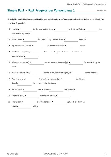 simple past oder past progressive signalwörter
