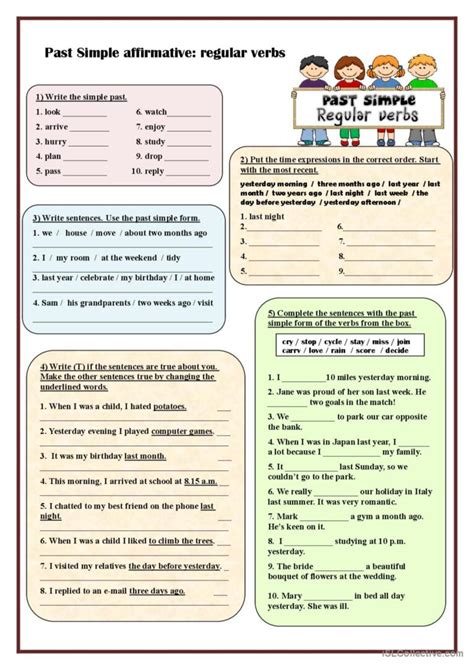 Simple Past Regular Verbs Exercises