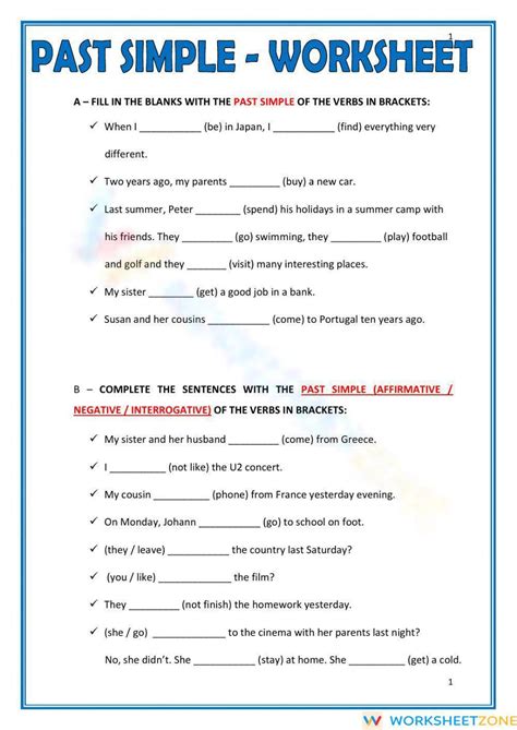 Simple Past Tense Worksheet