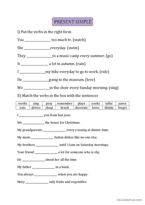 Simple Present Exercises Pdf