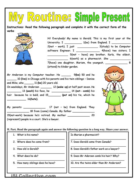 Simple Present Tense Worksheets Present Tense Worksheet - Present Tense Worksheet