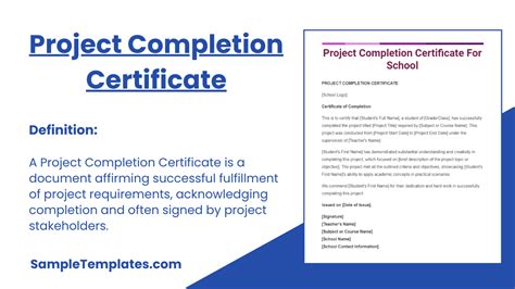 Simple Project Completion Certificate Sample