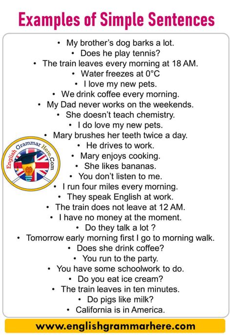 Simple Sentences In English 50 Examples Espresso English List Of Simple Sentences For Kids - List Of Simple Sentences For Kids
