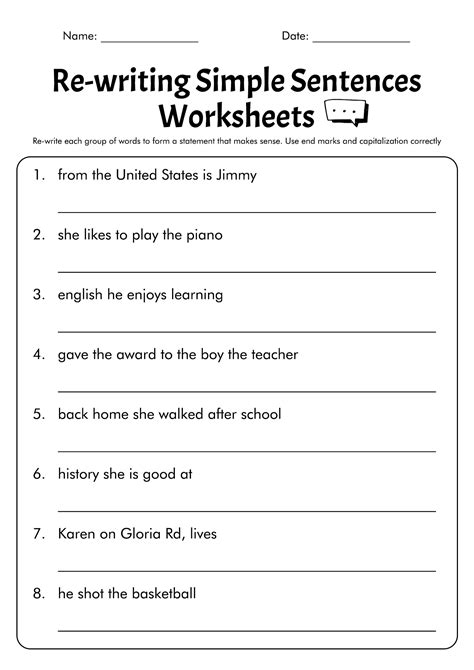 Simple Sentences Worksheets Writing Simple Sentences 1st Grade Simple Sentences Worksheet - 1st Grade Simple Sentences Worksheet