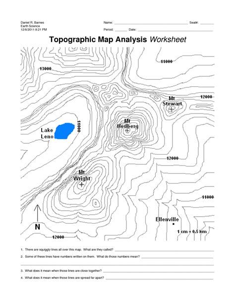 Simple Topographic Map Worksheet   Simple Topographic And Contour Map Worksheet Mount St - Simple Topographic Map Worksheet