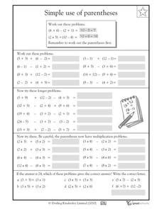 Simple Use Of Parentheses 5th Grade Math Worksheet Parentheses Math Worksheet - Parentheses Math Worksheet