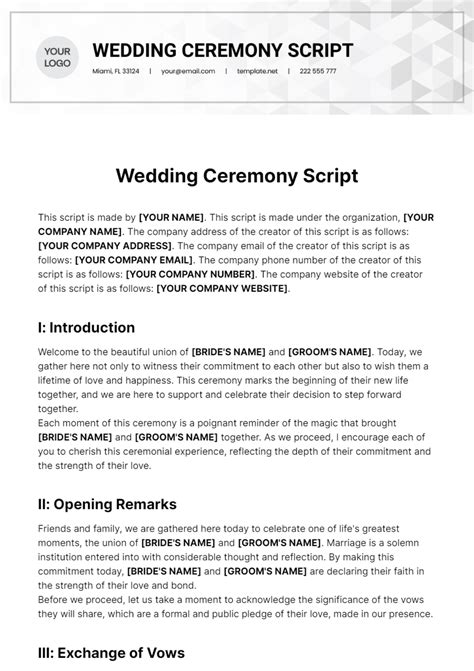 Simple Wedding Ceremony Template Net
