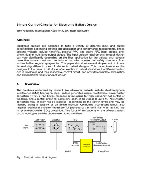 Read Simple Control Circuits For Electronic Ballast Design 