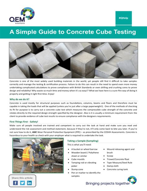 Read Simple Guide To Concrete Cube Testing 