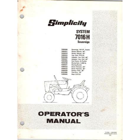 Simplicity 7016h Manual