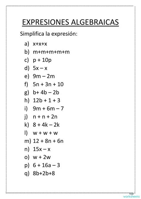 simplificacion de ecuaciones algebraicas pdf