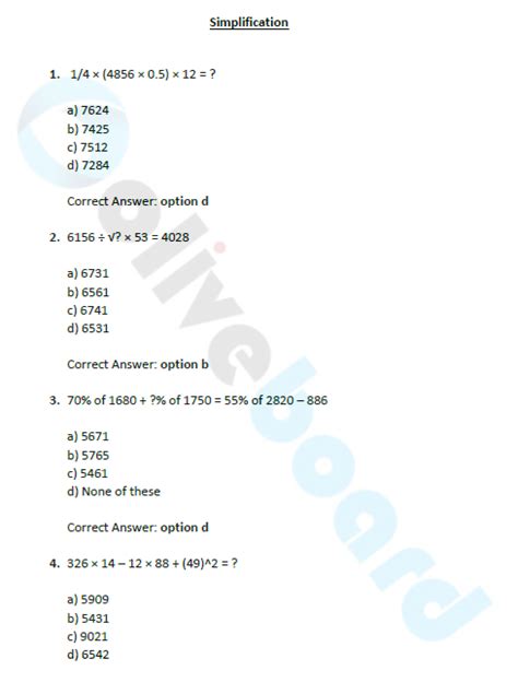 Simplification Questions Pdf