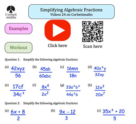 Simplifying Fractions Textbook Exercise Corbettmaths Simplifying Fractions Worksheet With Answers - Simplifying Fractions Worksheet With Answers