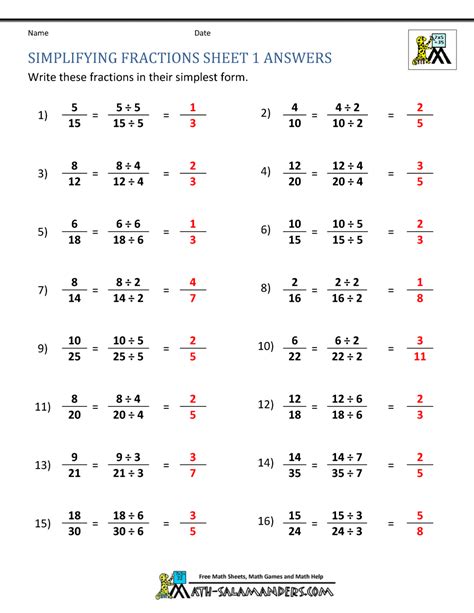 Simplifying Fractions Worksheet Fractions In Simplest Form Twinkl Simplifying Fractions Worksheet With Answers - Simplifying Fractions Worksheet With Answers