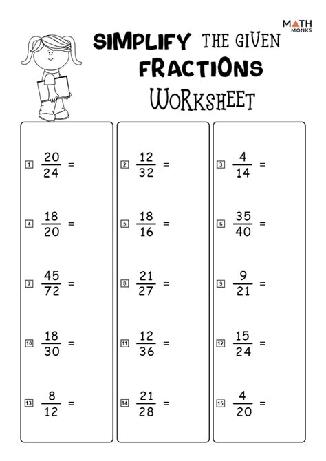 Simplifying Fractions Worksheets Math Monks Simplifying Fractions Practice Worksheet - Simplifying Fractions Practice Worksheet