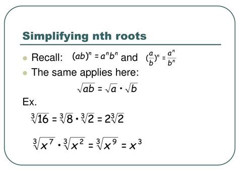 Simplifying Nth Roots