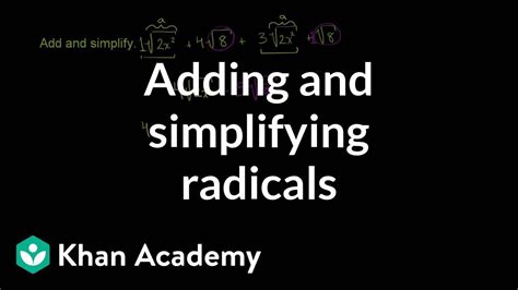 Simplifying Radical Expressions Addition Khan Academy Add And Subtract Square Roots - Add And Subtract Square Roots
