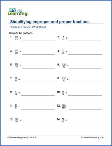 Simplifyng Fraction 6th Grade Worksheet   Grade 4 Algebra Proportion - Simplifyng Fraction 6th Grade Worksheet