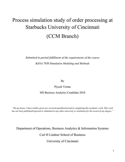 Simulation Analysis University Of Cincinnati