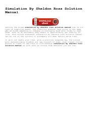 Read Simulation By Sheldon Ross Solution Manual 