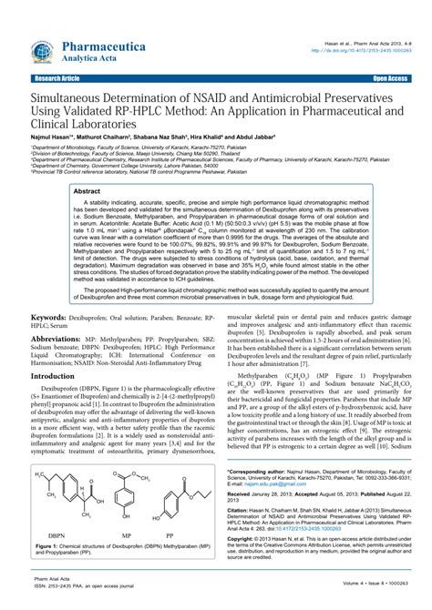 Simultaneous Determination Of Nsaid And Antimicrobial