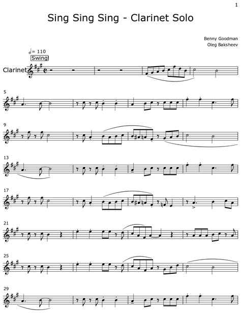 Sing Sing Sing Clarinet Solo