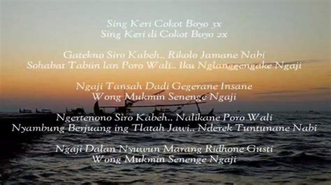 SING KERI COKOT BOYO LIRIK - Sing Keri Cokot BoyoTembang Jawa Islami dengan Lirik