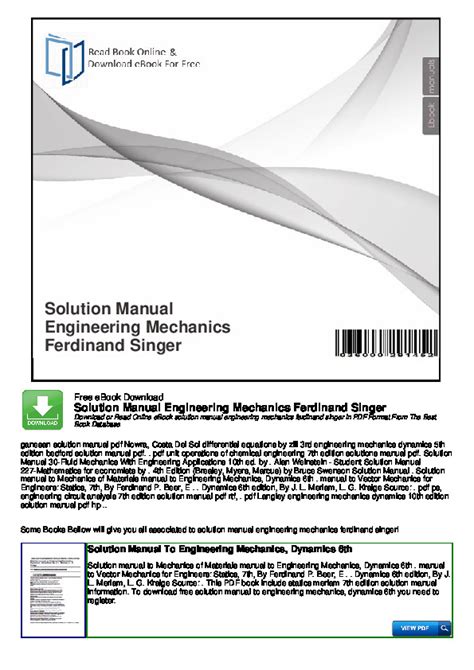 Read Online Singer Engineering Mechanics Solutions Manualpdf 