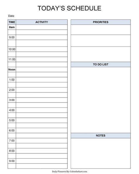 Single Day Planner Printable Template Bing